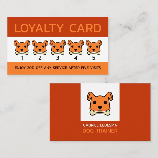Orange Dog, Dog Trainer Business Loyalty Card (Front/Back)