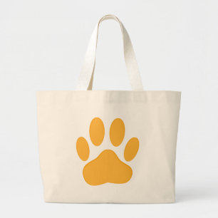 Orange Dog Pawprint Large Tote Bag