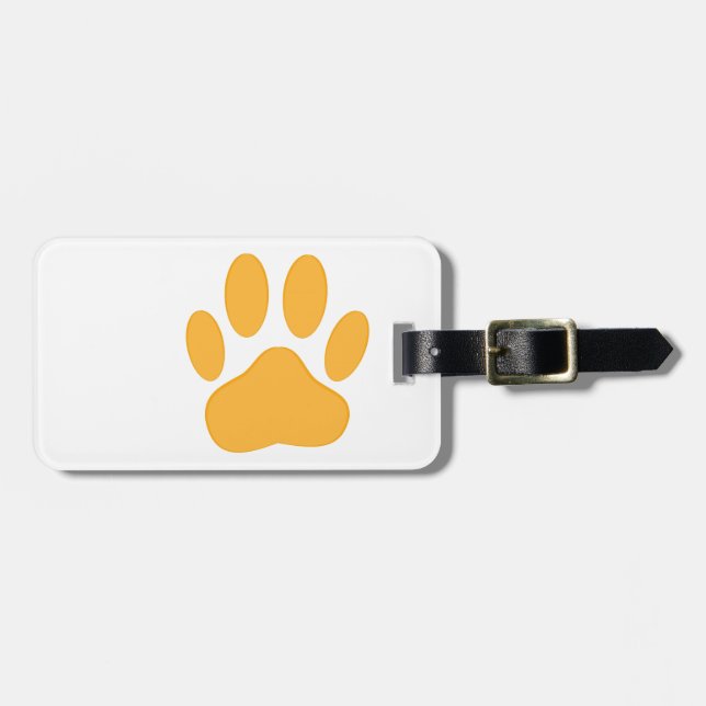 Orange Dog Pawprint Luggage Tag (Front Horizontal)