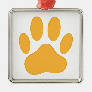 Orange Dog Pawprint Metal Tree Decoration