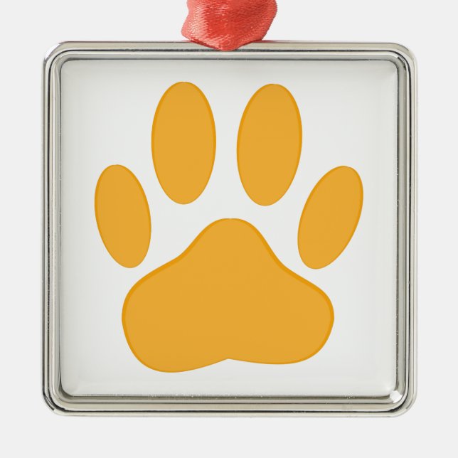 Orange Dog Pawprint Metal Tree Decoration (Front)
