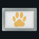 Orange Dog Pawprint Rectangular Belt Buckle<br><div class="desc">Cartoon dog pawprint in Orange.</div>