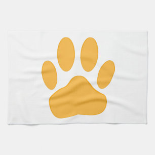 Orange Dog Pawprint Tea Towel