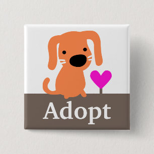 Orange Dog Pet Adoption 15 Cm Square Badge