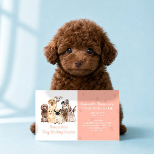 Orange Dog Wedding Attendant Watercolor Pup Business Card