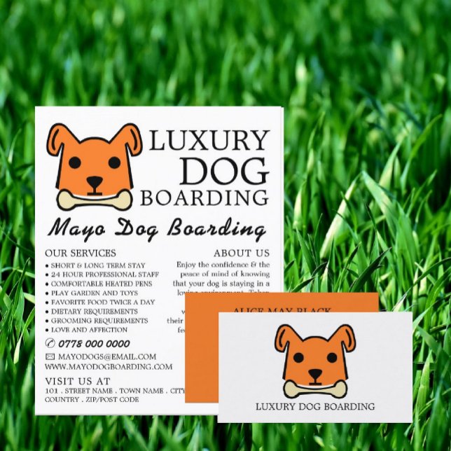 Orange Dog with Bone, Dog Boarding, Advertising Flyer (Creator Uploaded)