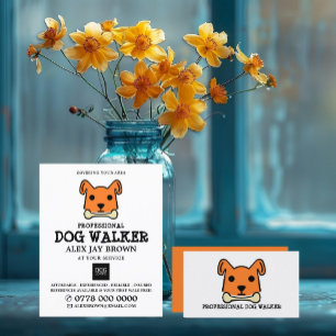 Orange Dog with Bone, Dog Walker Advertising Flyer