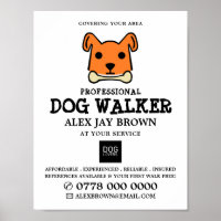 Orange Dog with Bone, Dog Walker Advertising