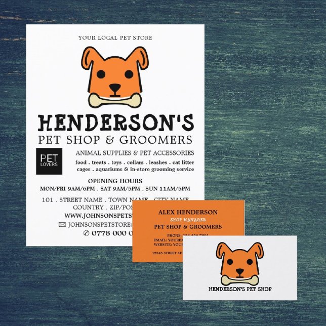 Orange Dog with Bone, Pet Store & Groomers Flyer (Creator Uploaded)