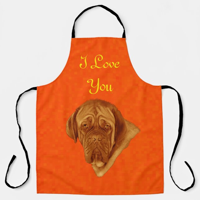 Orange Dogue Bordeaux Dog Design, Apron (Front)