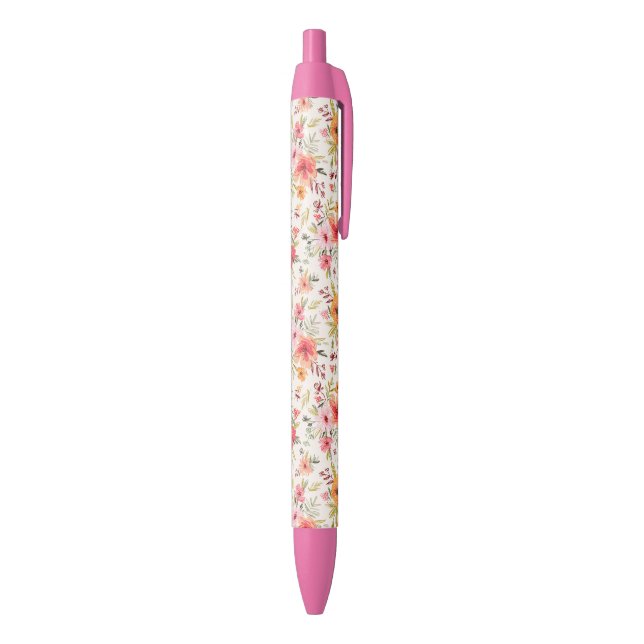 Orange Doodle Garden Flower Pattern Black Ink Pen (Bottom (Vertical))