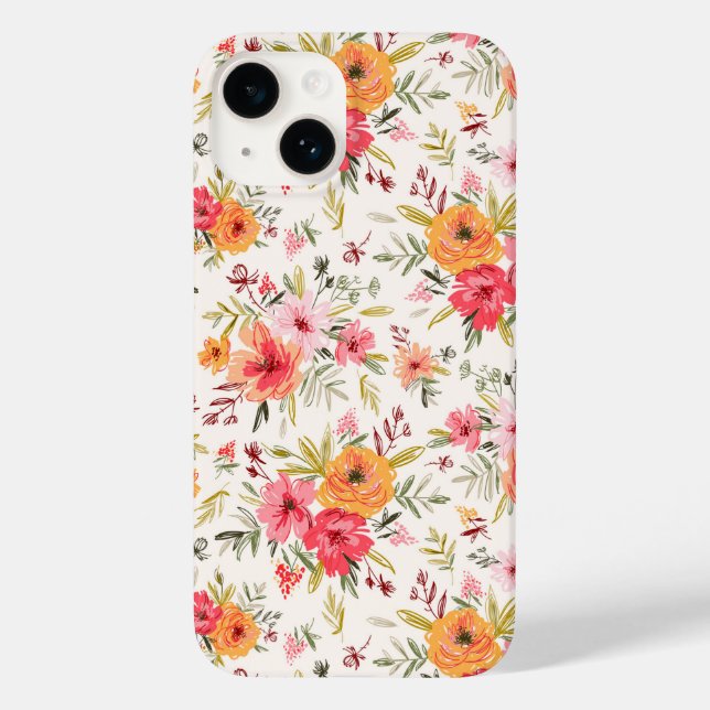 Orange Doodle Garden Flower Pattern Case-Mate iPhone Case (Back)