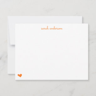 Orange Doodle Heart Personalised Stationery Card
