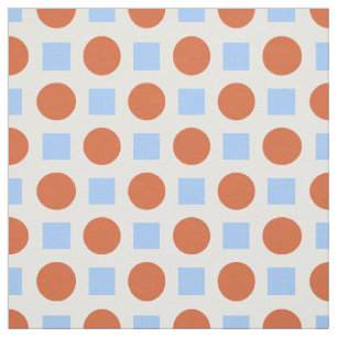 Orange dots and blue squares fabric