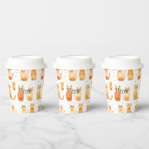 Orange Dots and Cats Birthday Medium Gift Bag Paper Cups