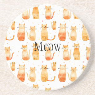 Orange Dots and Cats Medium Gift Bag Coaster