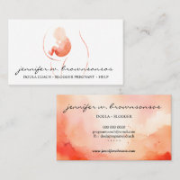 Orange Doula Birth Watercolor Pregnant Newborn