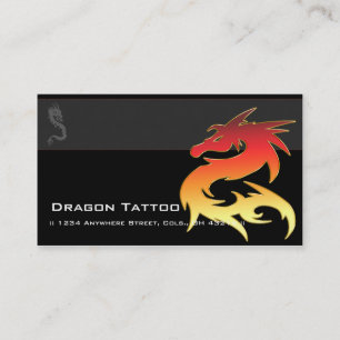 Orange Dragon Asian Tattoo Unique Business Cards