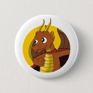 Orange dragon cartoon 6 cm round badge