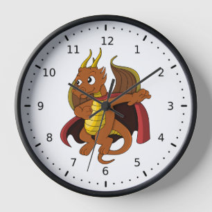 Orange dragon cartoon clock