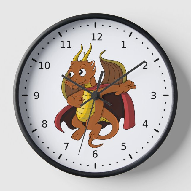 Orange dragon cartoon clock (Front)