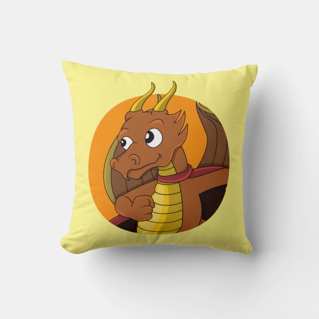 Orange dragon cartoon cushion (Front)