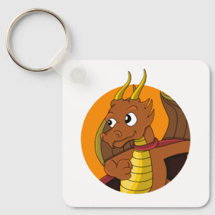 Orange dragon cartoon key ring