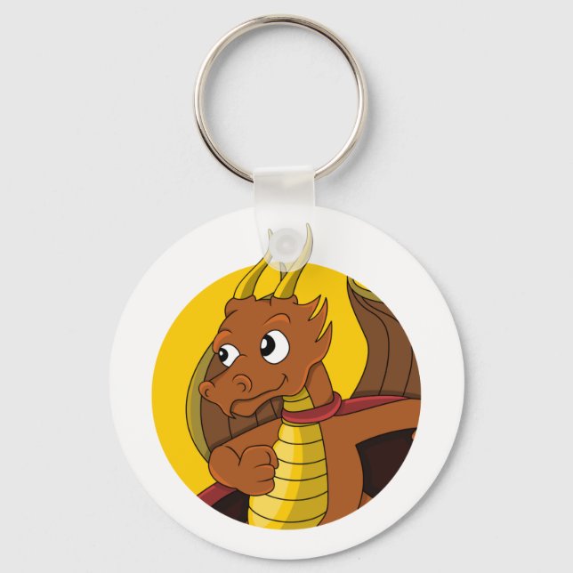Orange dragon cartoon key ring (Front)