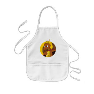 Orange dragon cartoon kids apron