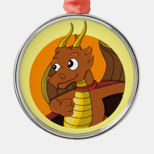 Orange dragon cartoon metal tree decoration