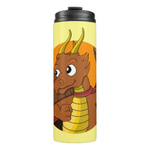 Orange dragon cartoon thermal tumbler