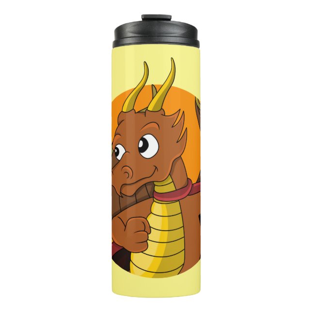 Orange dragon cartoon thermal tumbler (Front)