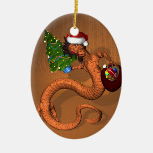 Orange Dragon Ceramic Tree Decoration