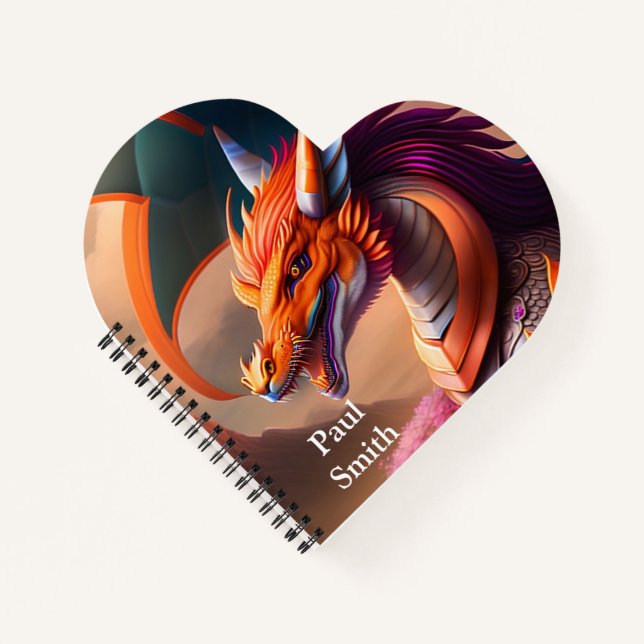 Orange Dragon, imaginative digital art Notebook (Front)
