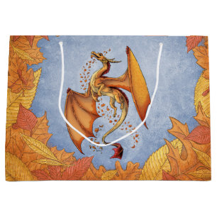 Orange Dragon of Autumn Fantasy Art Large Gift Bag