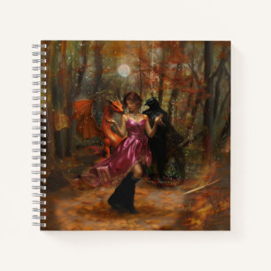 Orange Dragon Raven Occult Dark Witchy AI Art Notebook