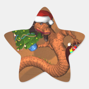 Orange Dragon Star Sticker