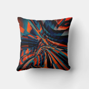 Orange drawing of squares aligned on twisted base cushion