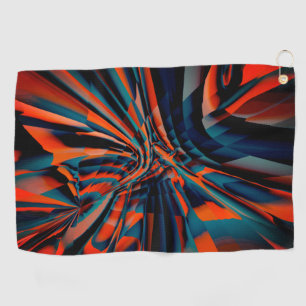 Orange drawing of squares aligned on twisted base  golf towel