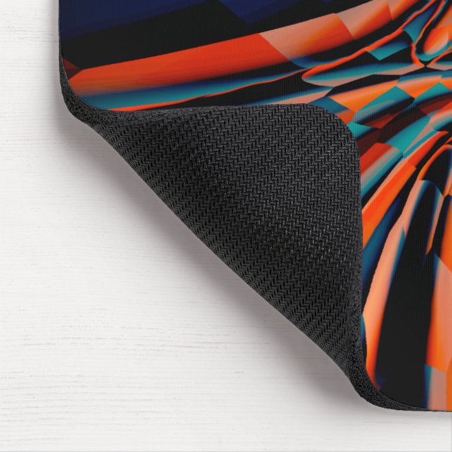 Orange drawing of squares aligned on twisted base  mouse mat (Corner)