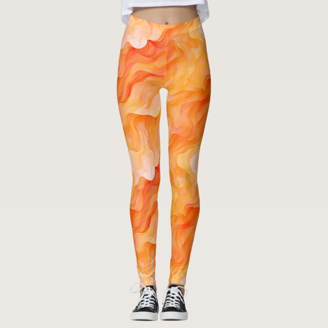 Orange Dream Waves  Leggings (Front)