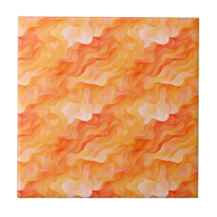 Orange Dream Waves  Tile