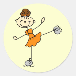 Orange Dress Figure Skater Tshirts and Gifts Classic Round Sticker