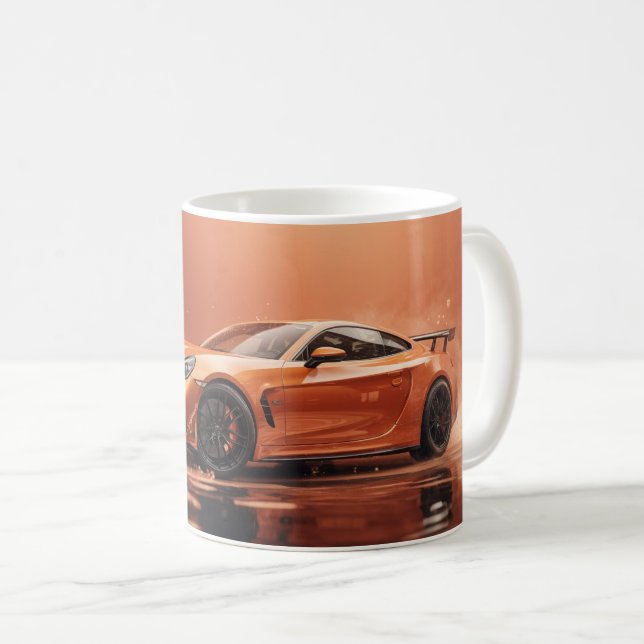 Orange Drifting Sports Car 365 Coffee Mug (Front Right)