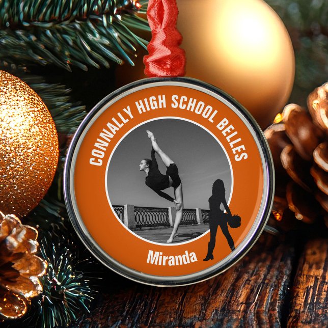 Orange Drill Team Photo Dancer Christmas Metal Tree Decoration (Creator Uploaded)
