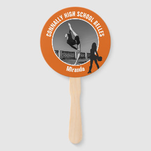 Orange Drill Team Photo High School Dancer Hand Fan