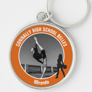 Orange Drill Team Photo High School Dancer Key Ring