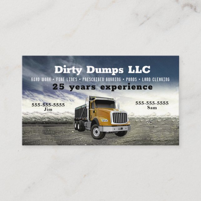 Orange Dump Truck Business Card (Front)