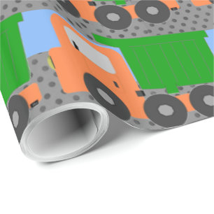 Orange Dump Truck Wrapping Paper