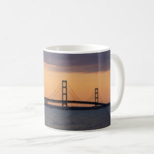 Orange Dusk Mackinac Bridge Coffee Mug